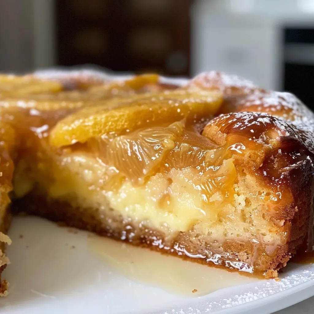 Fatia de torta de maçã e canela com textura suculenta.